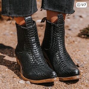 Freebird by Steven Black Snake-Embossed Ankle Boots